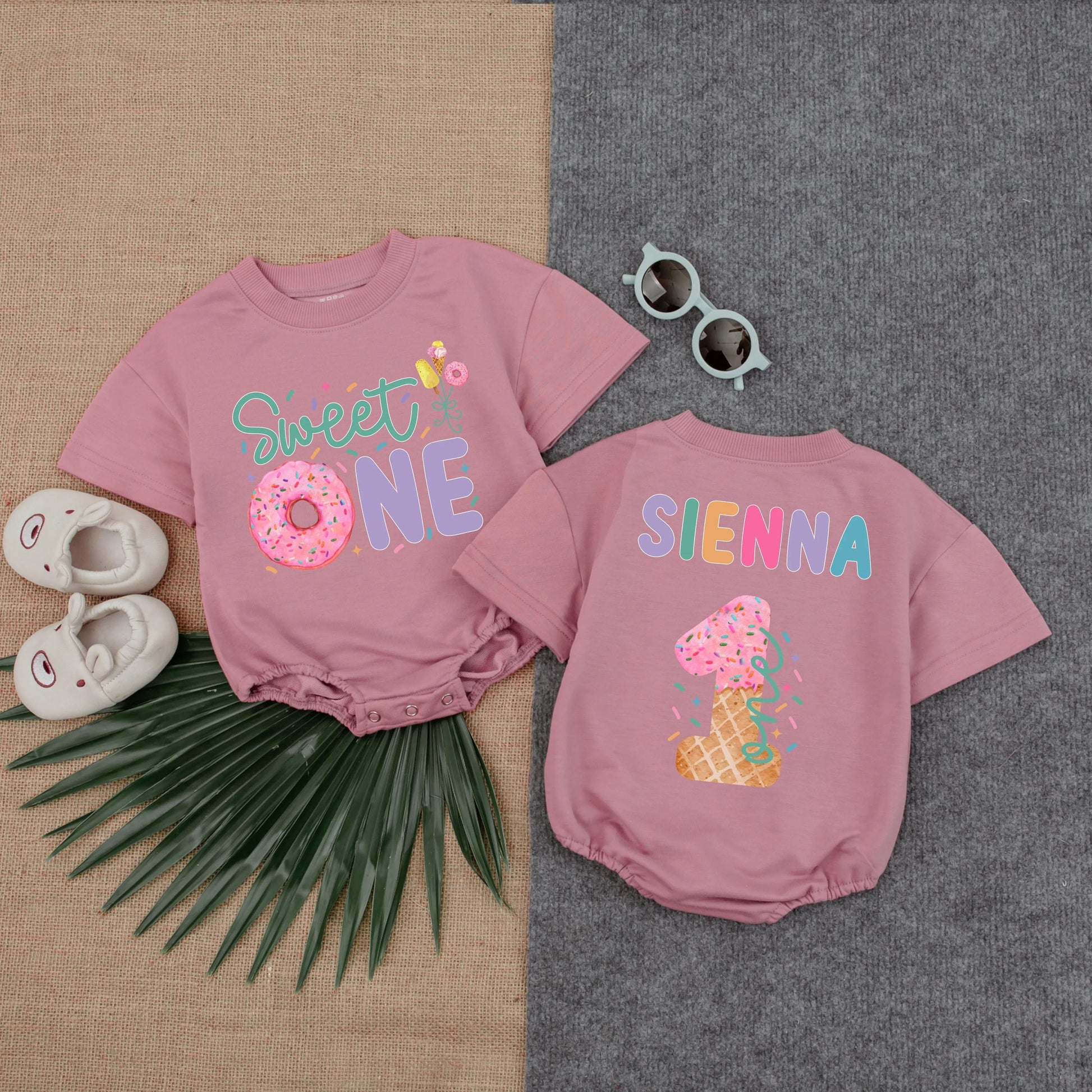 Sweet One Ice Cream Birthday Romper for Baby Girl Cute First Birthday Outfit Toddler Gift 1 Year Old Celebration Clothes