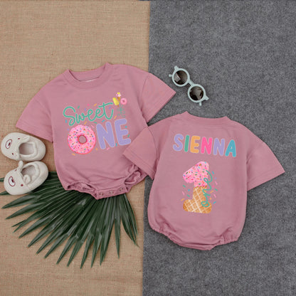 Sweet One Ice Cream Birthday Romper for Baby Girl Cute First Birthday Outfit Toddler Gift 1 Year Old Celebration Clothes
