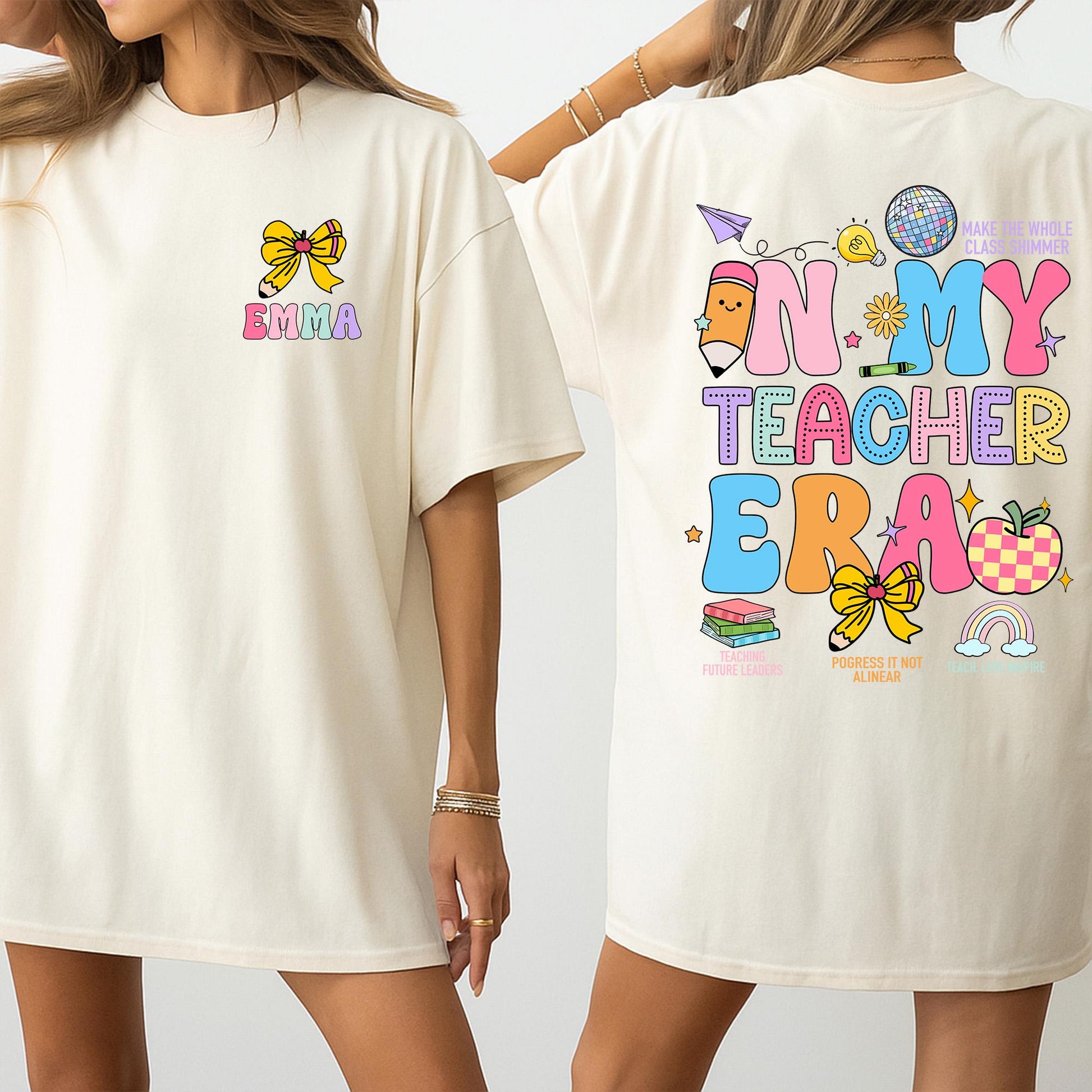 Custom Teacher Era T-Shirt Teacher Appreciation Gift Personalised Name Shirt In My Teacher Era Style