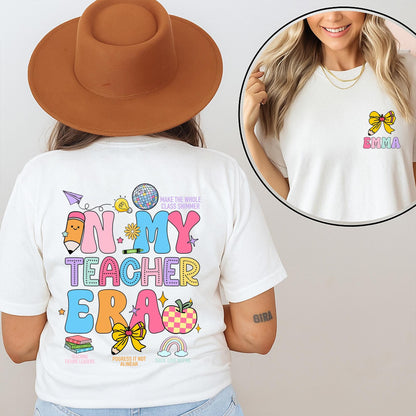 Custom Teacher Era T-Shirt Teacher Appreciation Gift Personalised Name Shirt In My Teacher Era Style