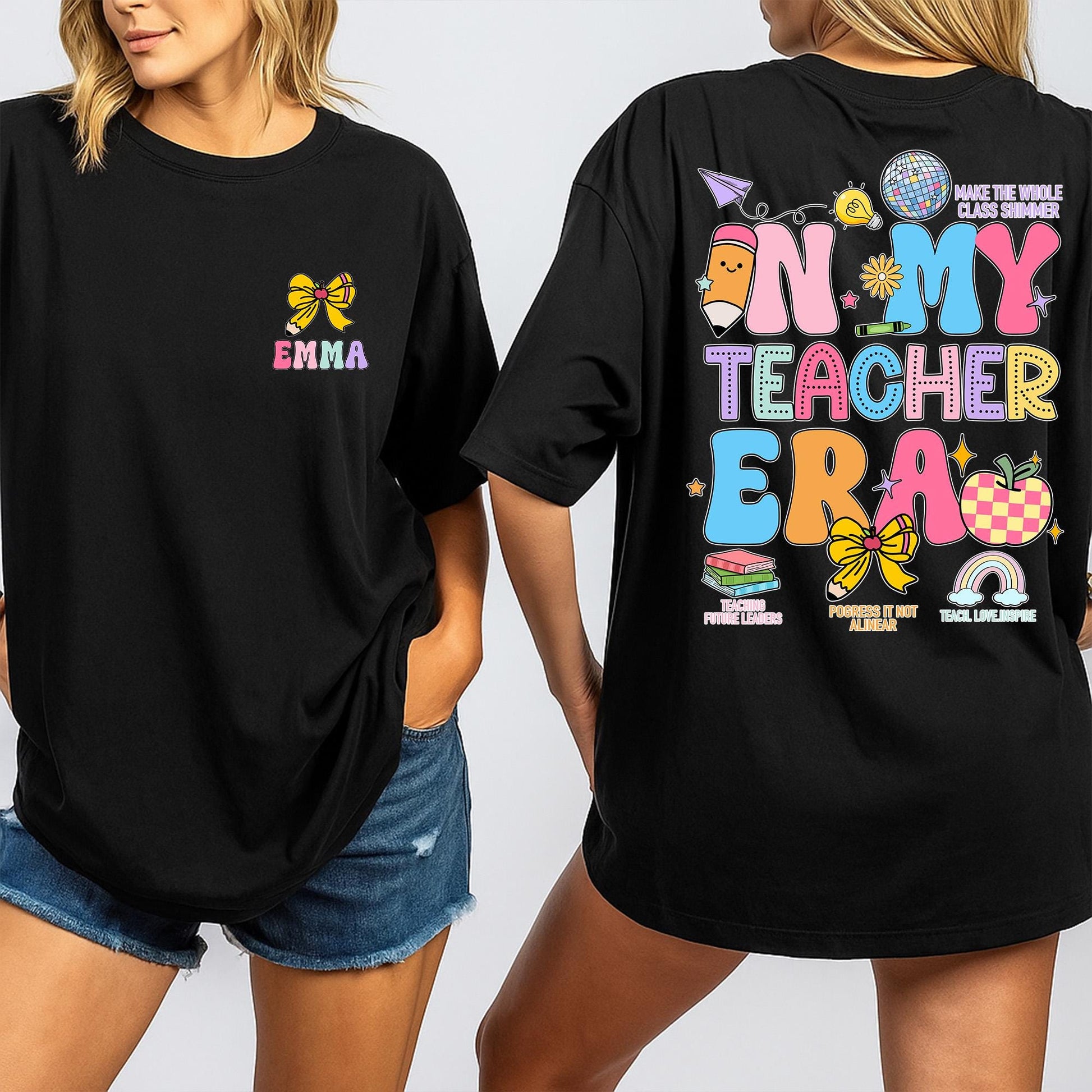 Custom Teacher Era T-Shirt Teacher Appreciation Gift Personalised Name Shirt In My Teacher Era Style