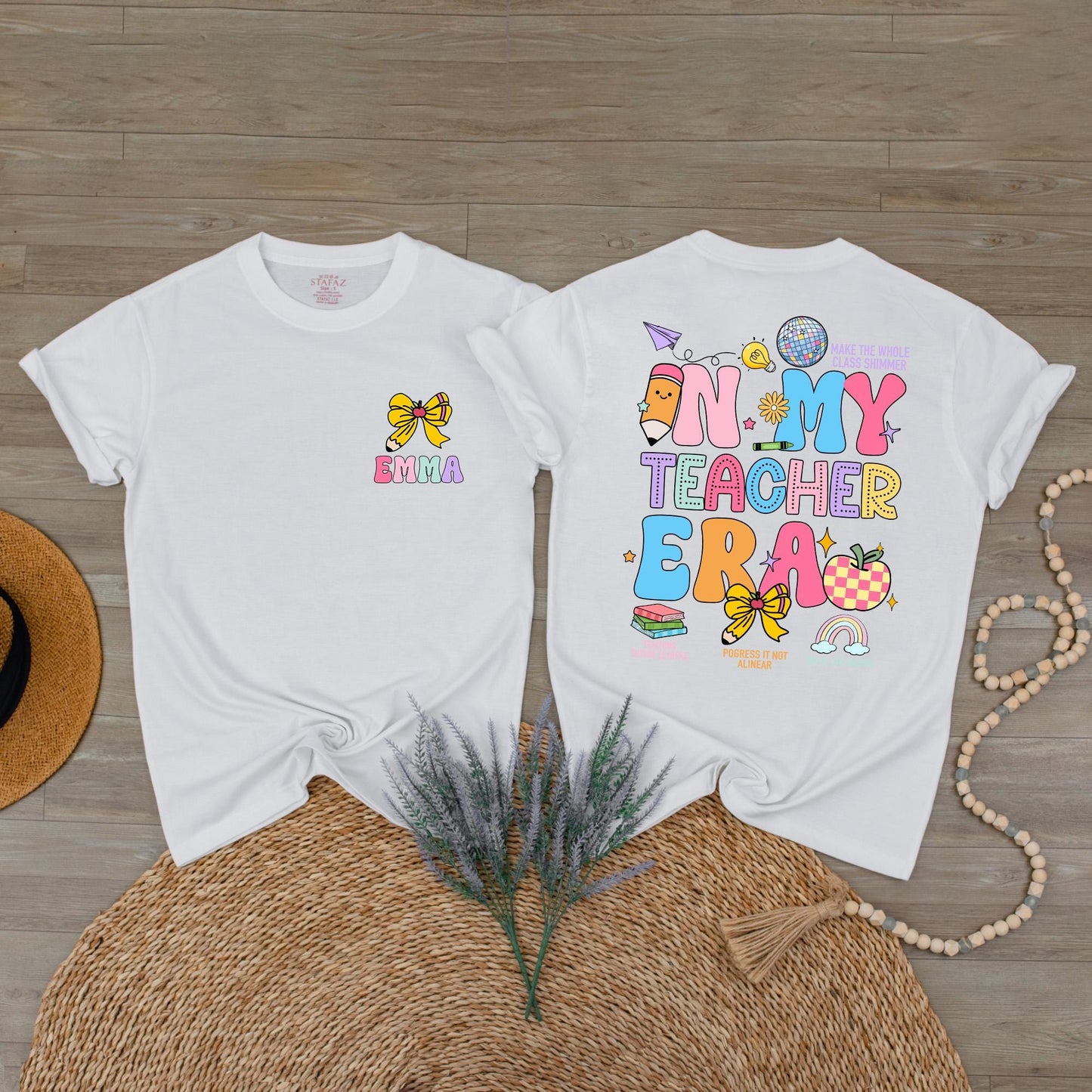 Custom Teacher Era T-Shirt Teacher Appreciation Gift Personalised Name Shirt In My Teacher Era Style