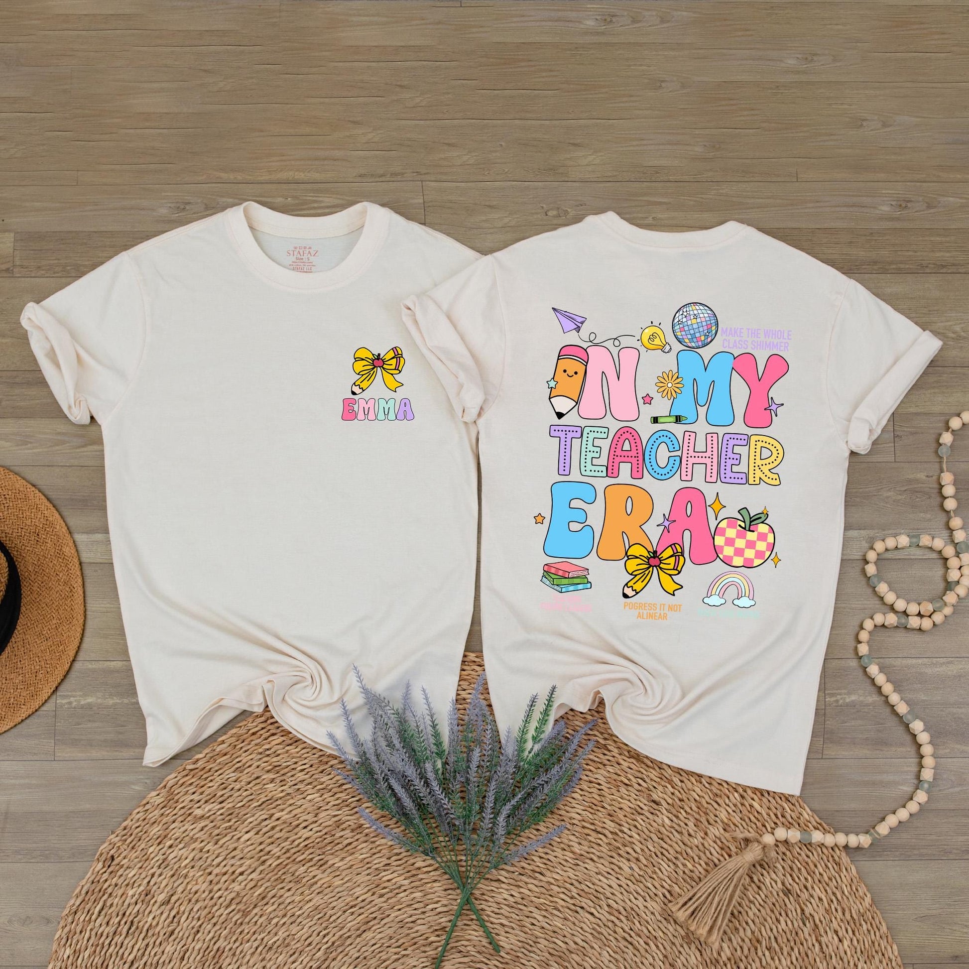 Custom Teacher Era T-Shirt Teacher Appreciation Gift Personalised Name Shirt In My Teacher Era Style
