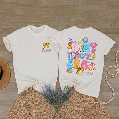 Custom Teacher Era T-Shirt Teacher Appreciation Gift Personalised Name Shirt In My Teacher Era Style
