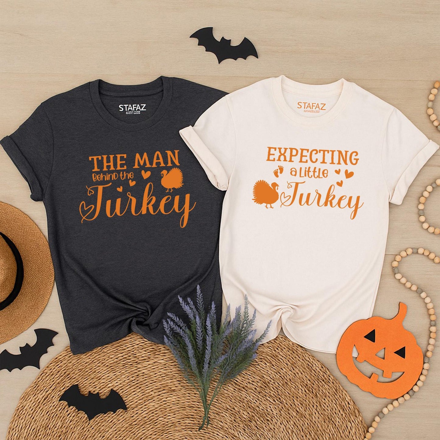 Expecting A Little Turkey Couple Pregnancy Reveal Shirts Cute Thanksgiving Baby Announcement Fall Maternity Top