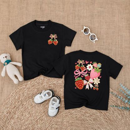 Boho Floral Strawberry Bubble Romper Baby Girl Outfit Cute Summer Fruit Infant Clothes Strawberry Baby Girl