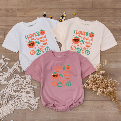 I Love You From My Head Tomatoes Baby Romper Newborn Coming Home Outfit Pregnancy Reveal Bodysuit Cute Fruit Design