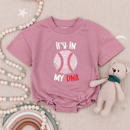 It's in My DNA Baseball Romper Baby Bodysuit Sport Fan Gift for Little Slugger - Black and Red Design