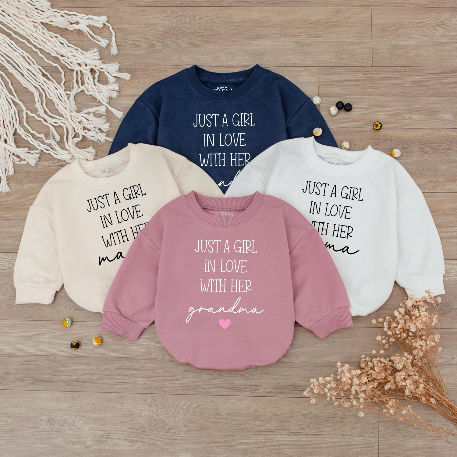 Custom Just A Girl In Love With His Mama Baby Romper Newborn Coming Home Outfit Personalized Baby Clothes Pregnancy Reveal Bodysuit (137 chars)
