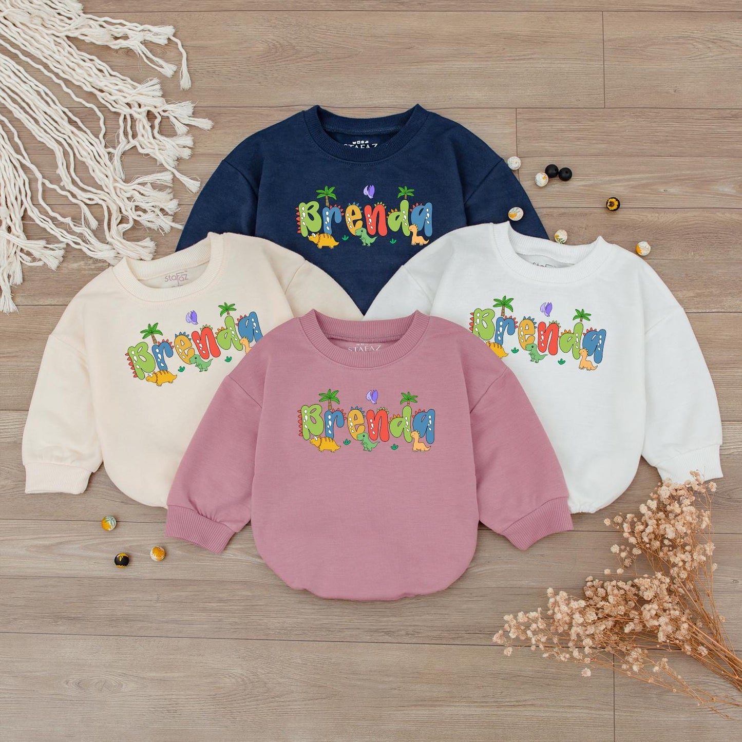 Personalized Dinosaur Baby Romper with Custom Name, Dino 1st Birthday Outfit, Baby Boy Clothes, Baby Shower Gift