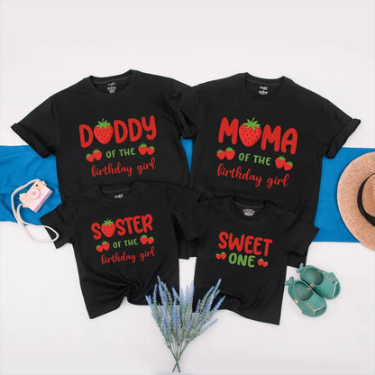 Strawberry Birthday Matching Family Shirts Sweet One Romper Baby Girl Outfit, Custom Party Set, First Birthday Gift, Berry Cute Clothes 138