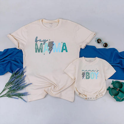 Boy Mama and Mama's Boy Matching Shirt Custom Mother Son Outfit Personalized Gift Mommy and Me Clothes