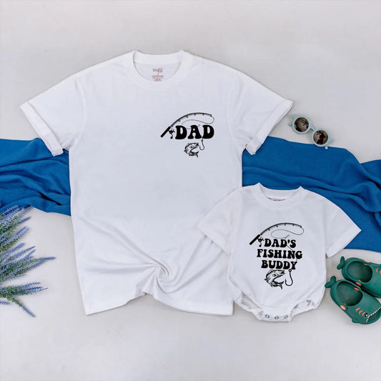 Matching Dad and Dad's Fishing Buddy Shirts: Father & Son Fishing Outfits for Baby, Toddler or Infant, Gifts for Fishing Dads