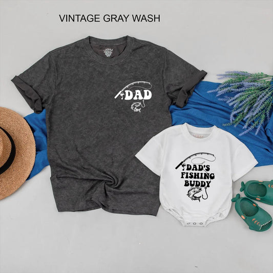 Matching Dad and Dad's Fishing Buddy Shirts: Father & Son Fishing Outfits for Baby, Toddler or Infant, Gifts for Fishing Dads
