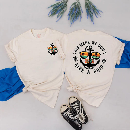 This Week We Don't Give a Ship Shirt 2025 Funny Anchor Sunglasses Beach Trip Cruise Vacation Tee, Summer Outfit Gift