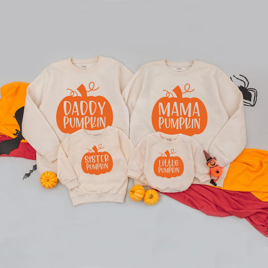 Retro Pumpkin Patch Family Matching Sweatshirts Mama Mini Fall Outfits Custom Pumpkins Hello Fall Season Comfort
