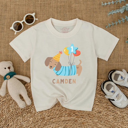 Pawty Animal Puppy Dog 1st Birthday Romper Cute Dog Theme Baby Boy Girl First Birthday Outfit Personalized Gift