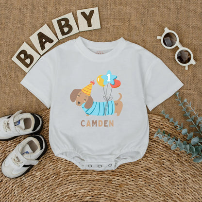 Pawty Animal Puppy Dog 1st Birthday Romper Cute Dog Theme Baby Boy Girl First Birthday Outfit Personalized Gift