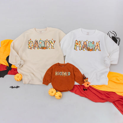Matching Family Pumpkin Sweatshirt Set: Retro Autumn Fall Outfits for Mom, Dad, Baby & Toddler. Perfect for Halloween & Fall Photos!