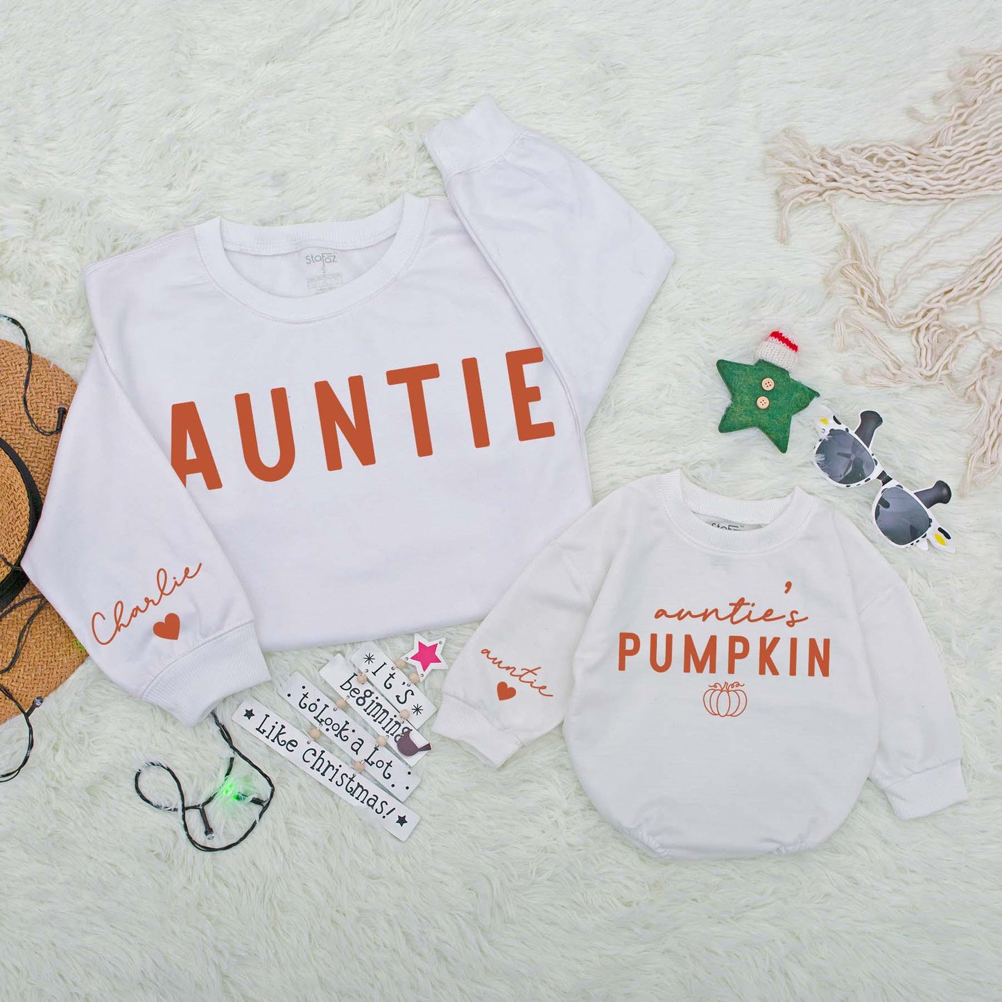 Matching Auntie & Me Pumpkin Sweatshirts: Fall Family Outfits for Baby & Toddler, Thanksgiving Season Fun