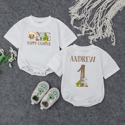 One Happy Camper Baby Romper First Birthday Outfit for Camping Party Theme Babysuit Cute Infant Boy Girl Comfortable Celebration Gift