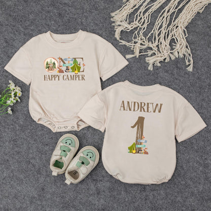 One Happy Camper Baby Romper First Birthday Outfit for Camping Party Theme Babysuit Cute Infant Boy Girl Comfortable Celebration Gift
