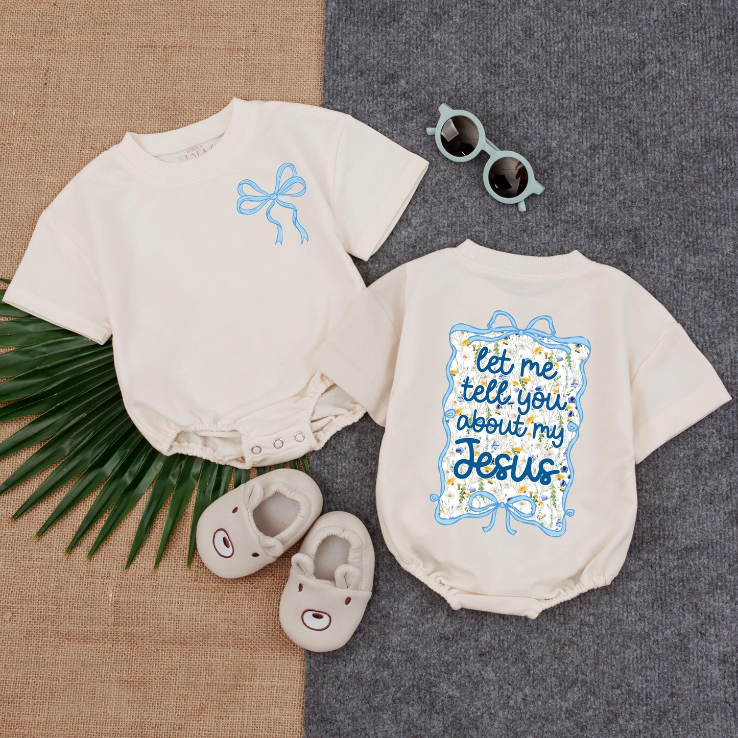 Jesus Loves Me Bubble Romper Baby Girl Christian Oversized Bodysuit Infant Faith Clothes Religious Gift Cute Church Wear