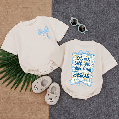Jesus Loves Me Bubble Romper Baby Girl Christian Oversized Bodysuit Infant Faith Clothes Religious Gift Cute Church Wear