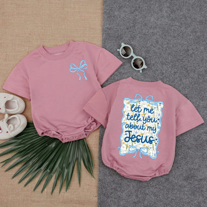 Jesus Loves Me Bubble Romper Baby Girl Christian Oversized Bodysuit Infant Faith Clothes Religious Gift Cute Church Wear