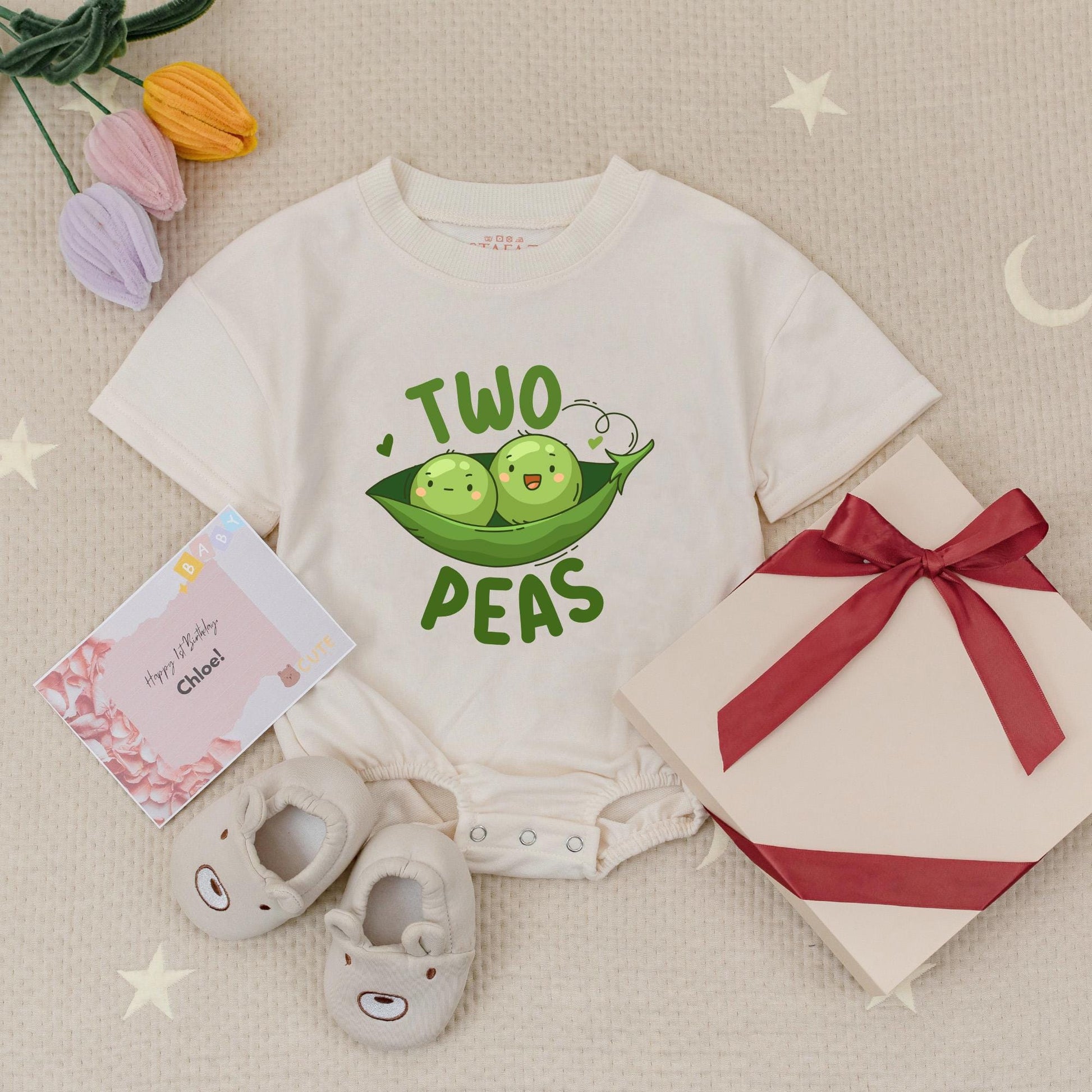 Twin Onesies, Two Peas in a Pod Twin Baby Outfits, Newborn Twin Boy or Girl Outfits, Newborn Gift for Twins