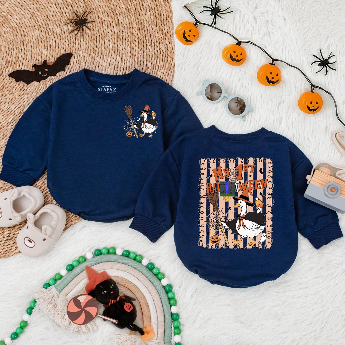 My First Halloween Baby Bubble Romper Bodysuit for Toddler Boy Spooky Season Infant Clothes Cute Comfortable Cotton Gift Idea
