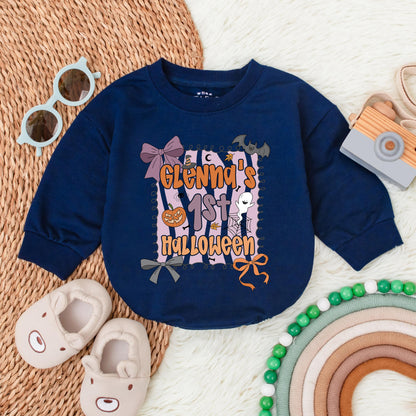 Spooky Vibes Baby Bubble Romper for Halloween Infant Girl Outfit, Fall Clothes, Custom First Halloween Gift, Toddler Spooky Season