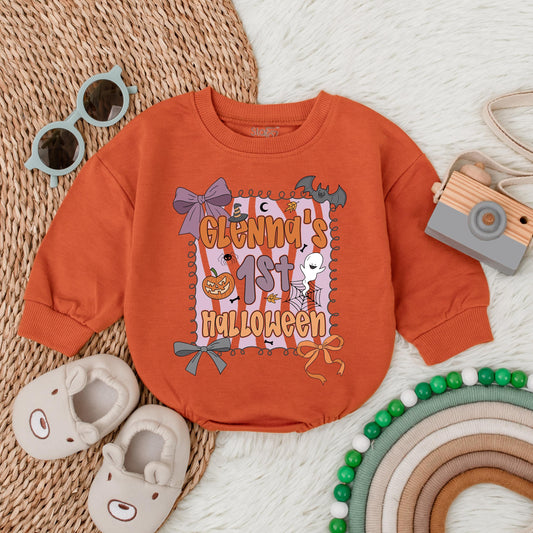 Spooky Vibes Baby Bubble Romper for Halloween Infant Girl Outfit, Fall Clothes, Custom First Halloween Gift, Toddler Spooky Season