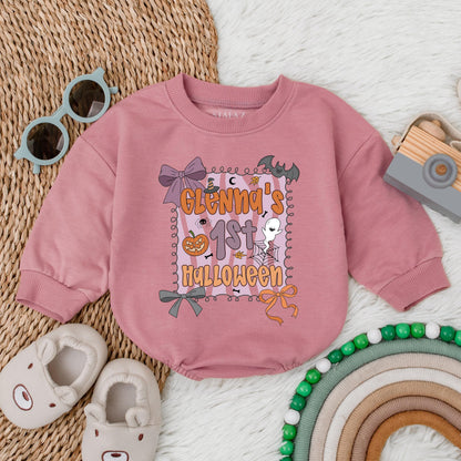 Spooky Vibes Baby Bubble Romper for Halloween Infant Girl Outfit, Fall Clothes, Custom First Halloween Gift, Toddler Spooky Season