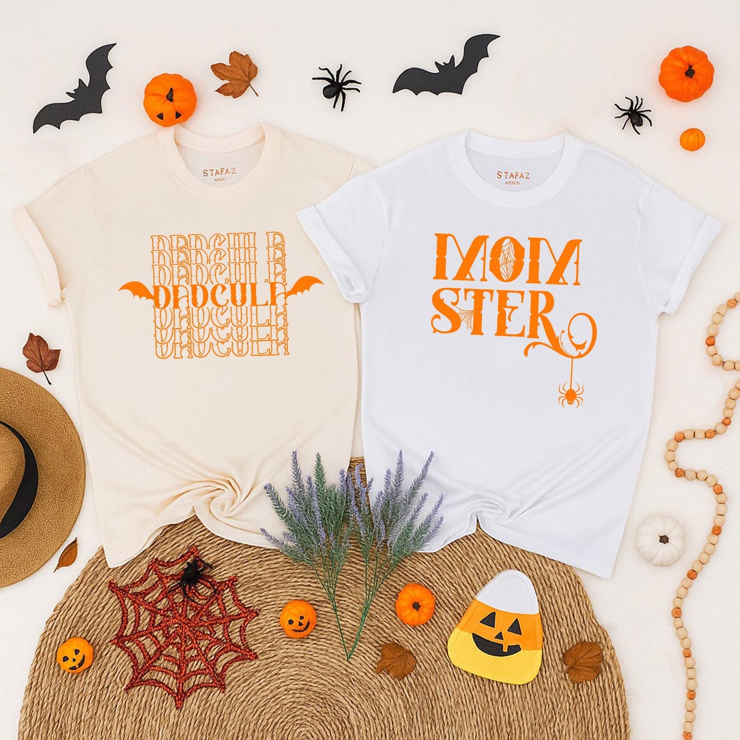 Funny Momster Dadcula Halloween Couple Shirts for Expecting Parents His and Hers Matching Spooky Party Tees Gender Reveal Pregnancy Outfit