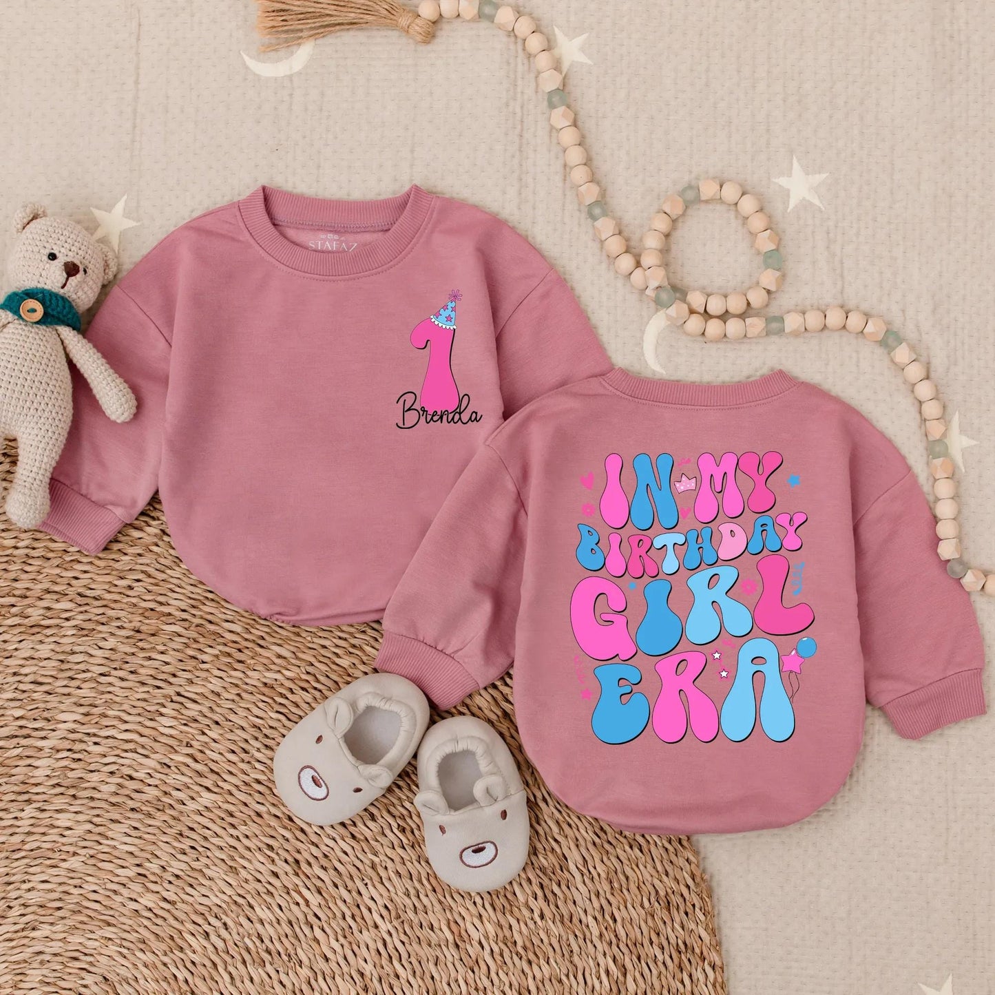 Personalized In My Birthday Girl Era Bubble Romper First Birthday Outfit for Baby Girl Smash Cake Party Floral Design Comfortable Gift