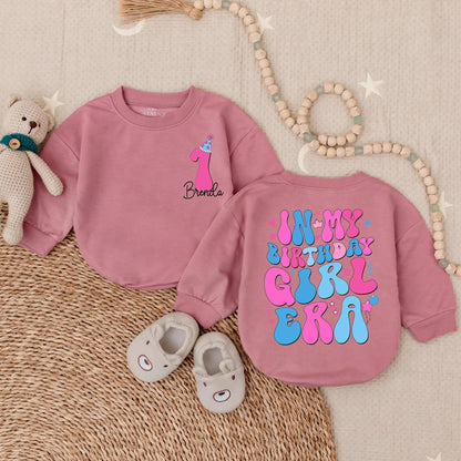 Personalized In My Birthday Girl Era Bubble Romper First Birthday Outfit for Baby Girl Smash Cake Party Floral Design Comfortable Gift