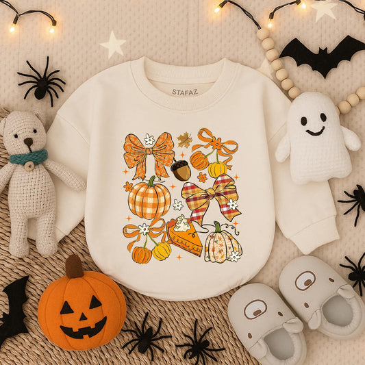 Adorable Fall Thanksgiving Pumpkin Glitter Bow Bubble Romper Cute Baby Girl Outfit Autumn Infant Holiday Bodysuit Apparel for Festive Celebrations