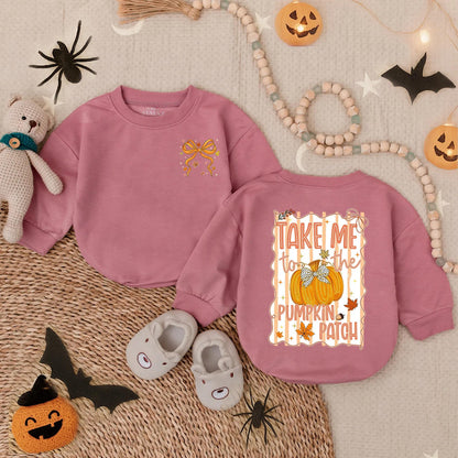 Take Me to the Pumpkin Patch Bubble Romper Cute Fall Infant Clothes First Thanksgiving Outfit Autumn Toddler Apparel for Boys Girls