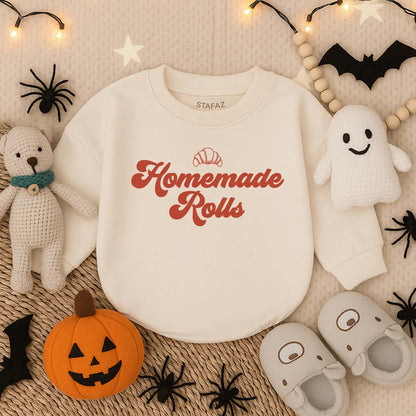 Retro Homemade Rolls Bubble Romper - Cute Fall Baby Outfit, First Thanksgiving Toddler Clothes, Autumn Infant Apparel for Boys & Girls