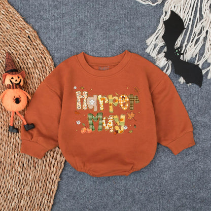 Personalized Thanksgiving Pumpkin Glitter Bubble Romper Girl Outfit Autumn Infant Apparel First Turkey Day Baby Gift Soft Cotton Comfortable