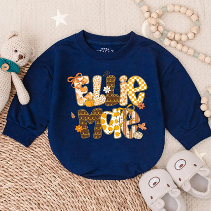 Ellie Mae Custom Name Bubble Romper Preppy Fall Vintage Style Girl Autumn Baby Clothes Personalized First Thanksgiving Outfit Toddler Gift