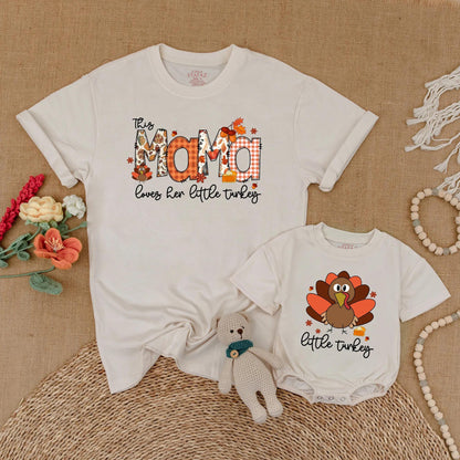 Adorable Mommy and Me Matching Turkey Shirts for Baby and Toddler, Charming Thanksgiving Family Outfit Idea Fall Season New Mom Gift
