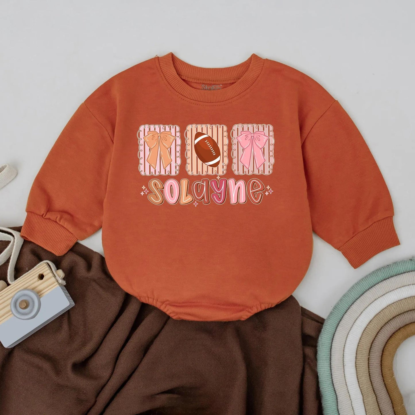 Custom Football Baby Girl Romper Game Day Outfit Personalized Name Bodysuit Perfect Football Baby Shower Gift Fall Baby Clothes