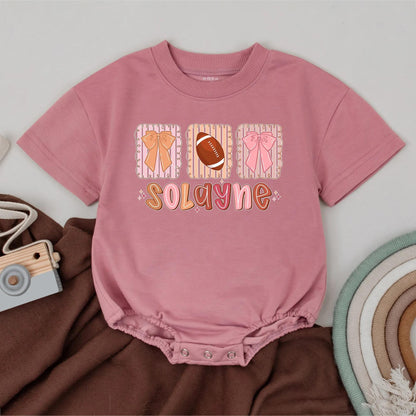 Custom Football Baby Girl Romper Game Day Outfit Personalized Name Bodysuit Perfect Football Baby Shower Gift Fall Baby Clothes