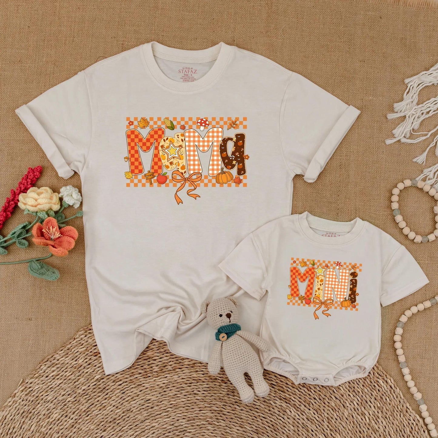 Autumn Mama and Mini Matching Outfits Sweet Little Pumpkin Baby Romper Cute Fall Family Clothes Cozy Thanksgiving Gift