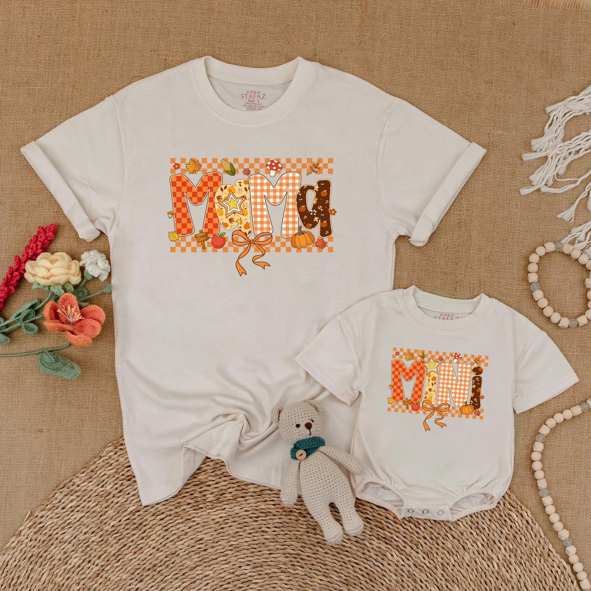 Autumn Mama and Mini Matching Outfits Sweet Little Pumpkin Baby Romper Cute Fall Family Clothes Cozy Thanksgiving Gift