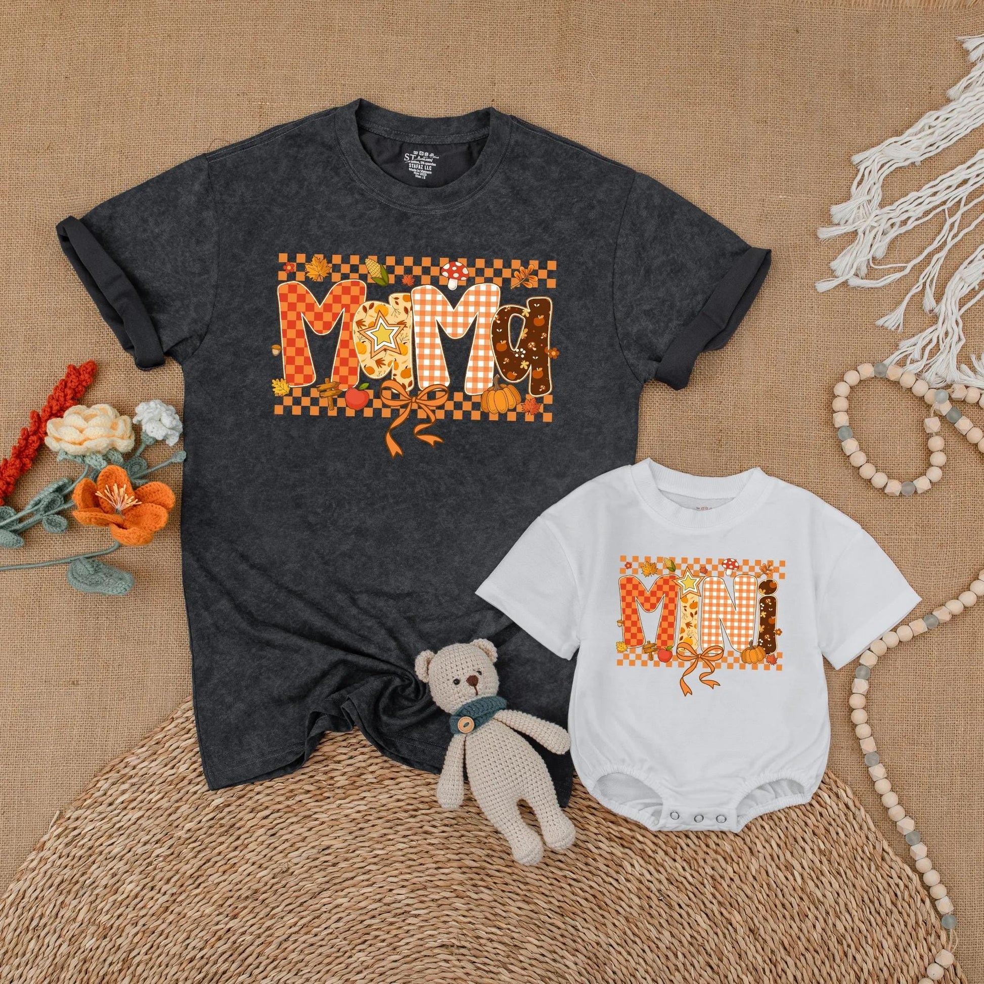 Autumn Mama and Mini Matching Outfits Sweet Little Pumpkin Baby Romper Cute Fall Family Clothes Cozy Thanksgiving Gift