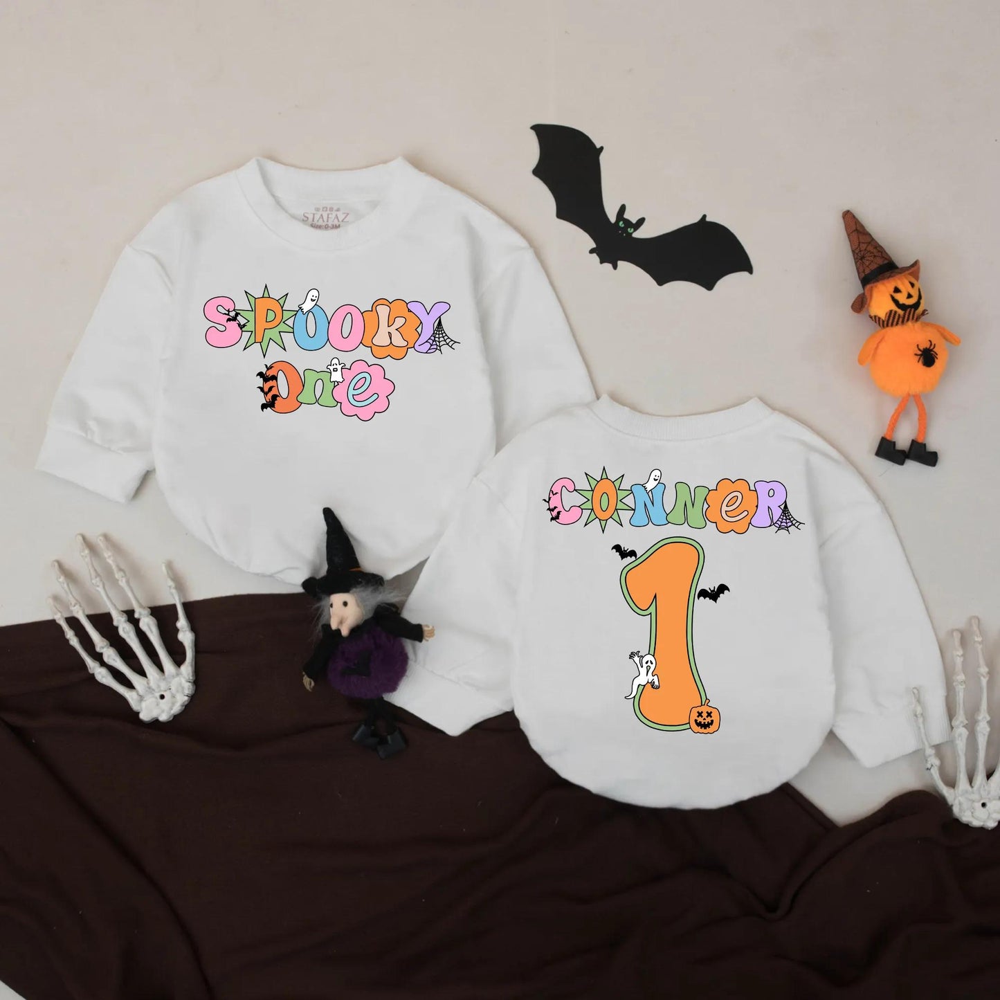 Spooky One Baby Romper, Personalized Halloween 1st Birthday Outfit, Spooky Birthday Bodysuit, Fall Baby Gift (139 chars)