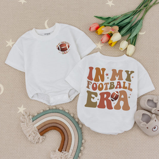 Retro Football Baby Romper In My Football Era Earth Tones Gameday Outfit Cozy Season Natural Vibes